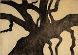 Tree Silhouette No 2 by Jeremy Turner, Drawing, charcoal, chalk, acrylic paint